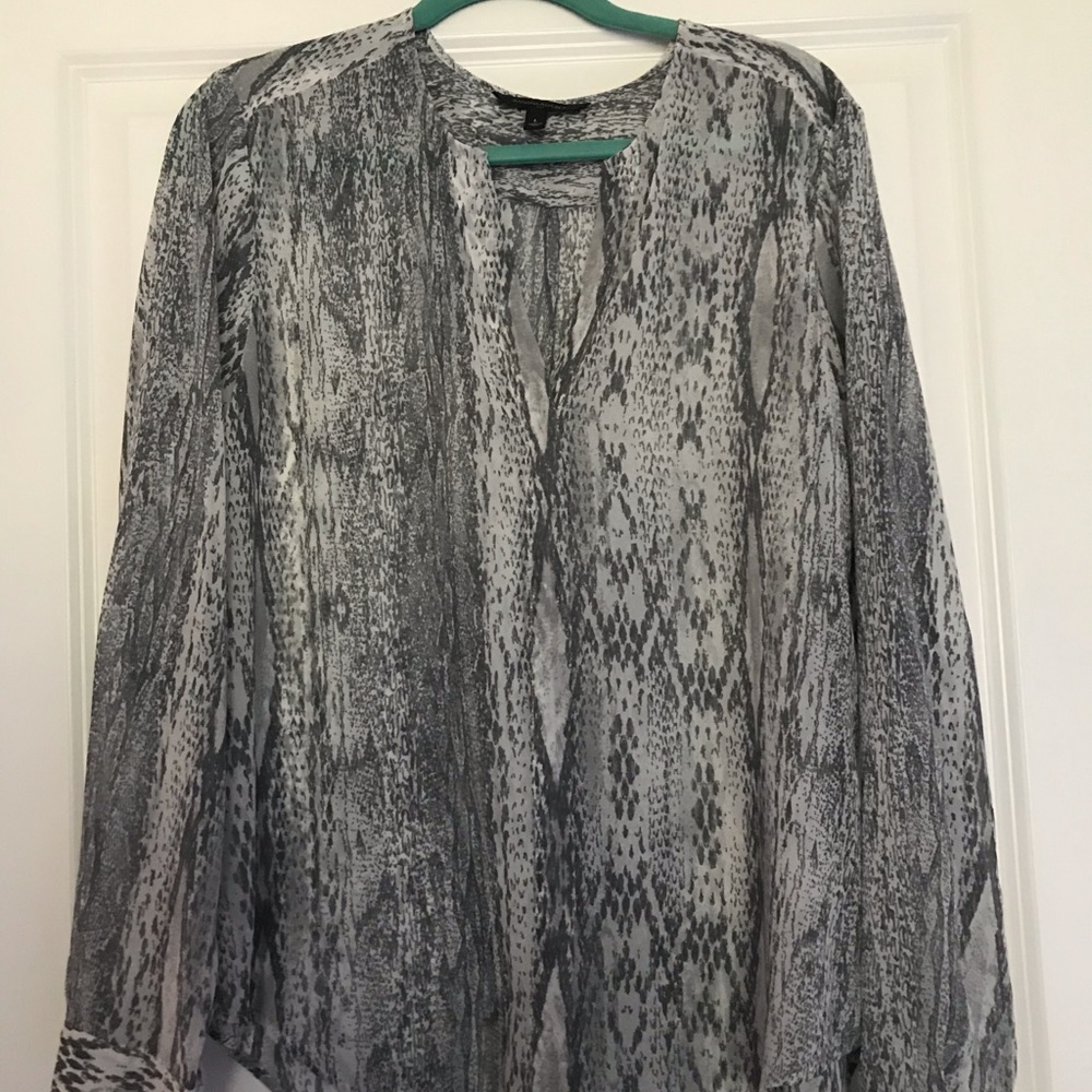 Gray and white snake skin business blouse